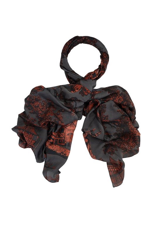 One Hundred Stars Pagoda Pewter Scarf