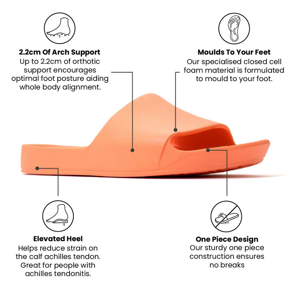 Archies Peach Arch Support Slides - Classic Peach