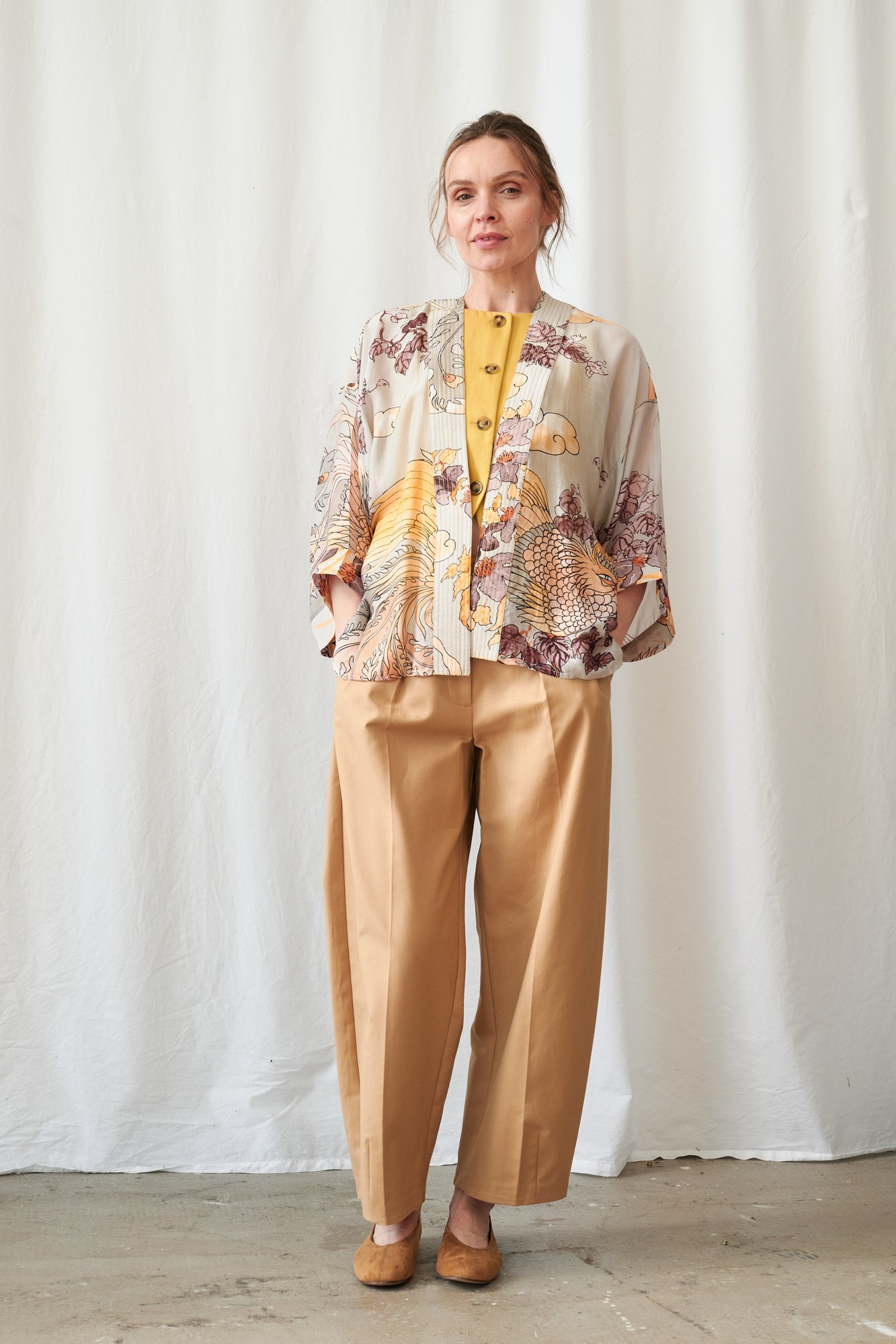 One Hundred Stars Phoenix Grey Kimono