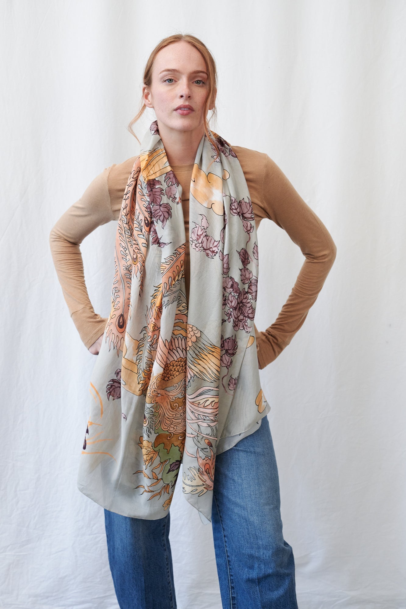 One Hundred Stars Phoenix Grey Scarf