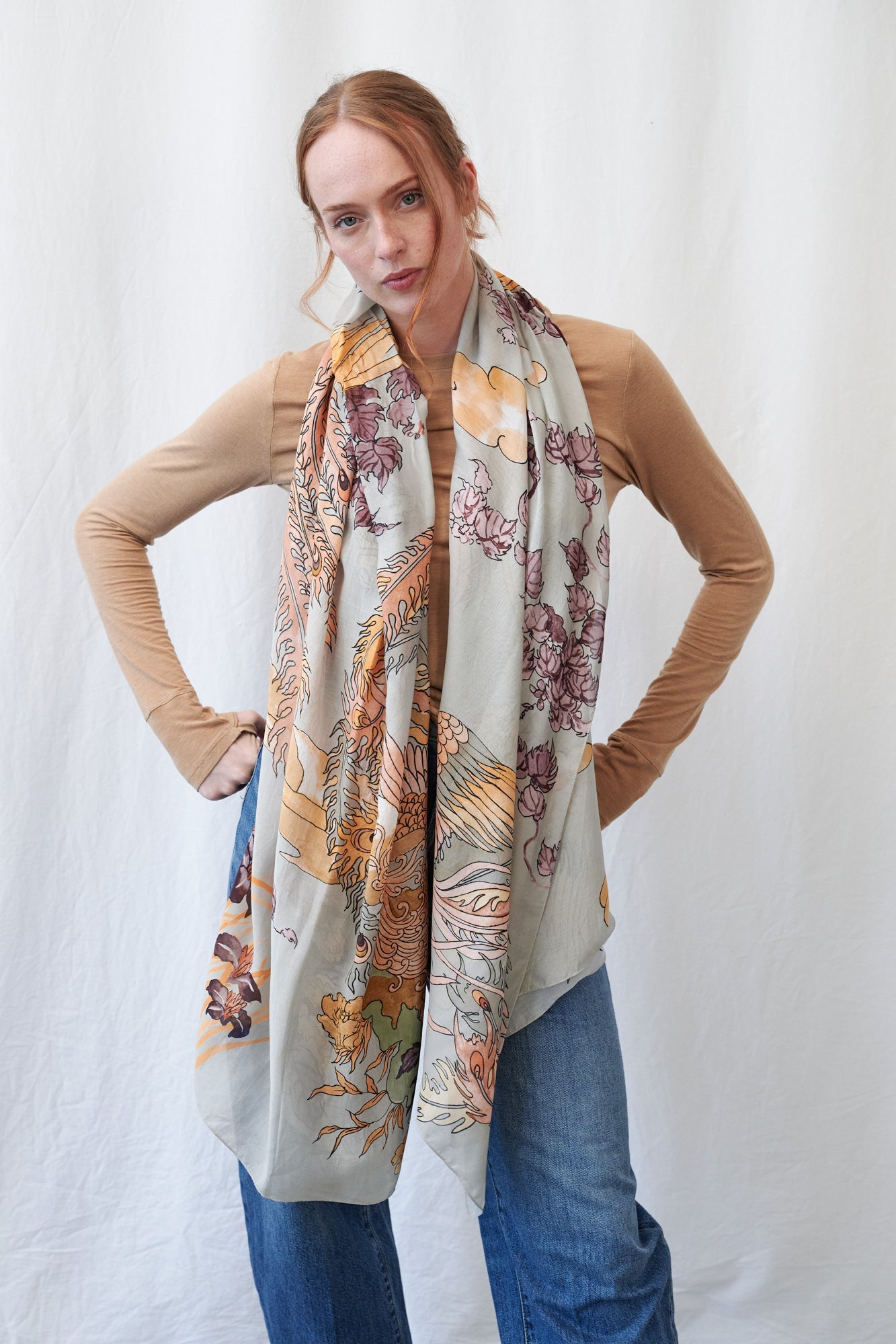 One Hundred Stars Phoenix Grey Scarf
