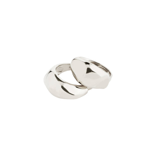 Pilgrim DUNE rings, 2 in 1 Set, Silver Plated
