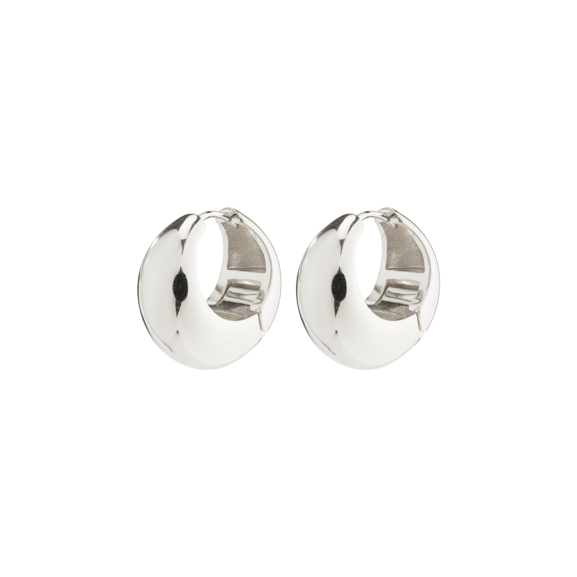 Pilgrim IOANNA chunky hoops silver-plated . Pair of silver hoop earrings on a white background