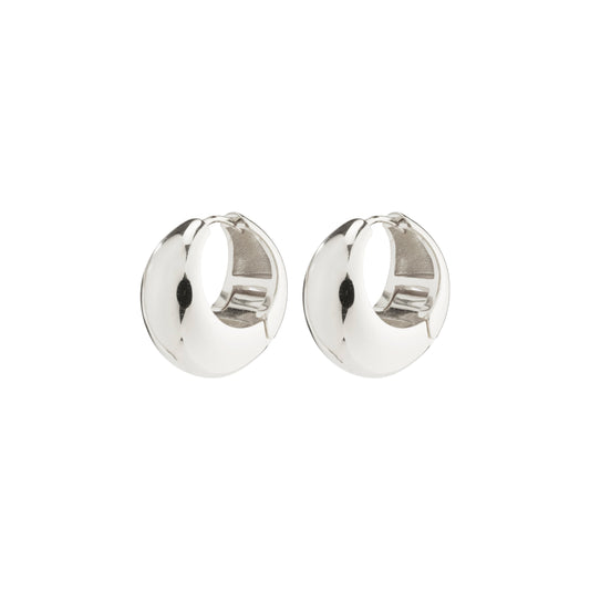 Pilgrim IOANNA chunky hoops silver-plated . Pair of silver hoop earrings on a white background