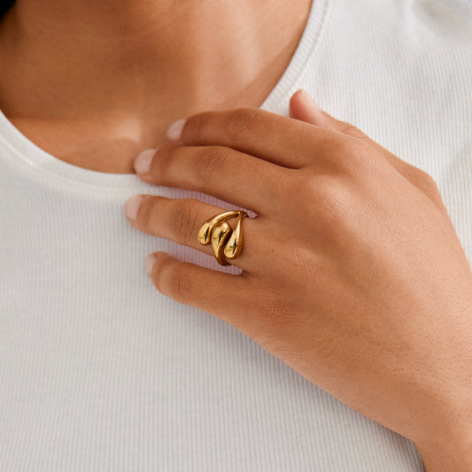 Pilgrim JENNINGS ring gold-plated wavy ring