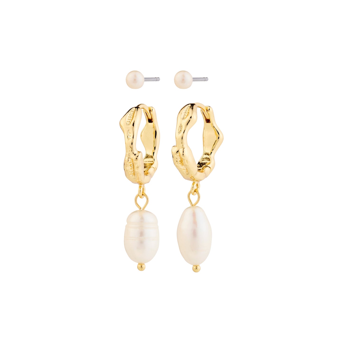 Pilgrim JONNE pearl earrings, 2-in-1 set, gold-plated