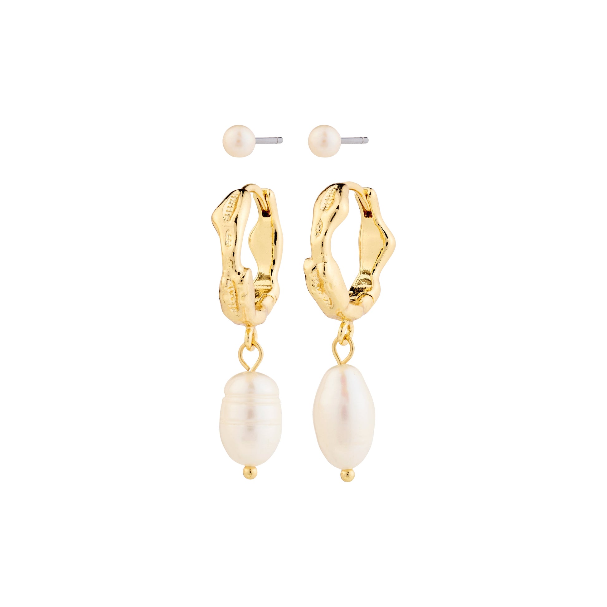 Pilgrim JONNE pearl earrings, 2-in-1 set, gold-plated