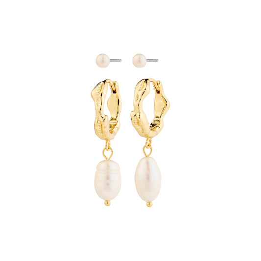 Pilgrim JONNE pearl earrings, 2-in-1 set, gold-plated