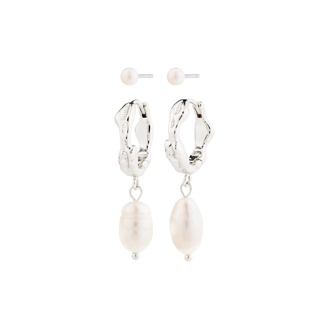 Pilgrim JONNE pearl earrings, 2-in-1 set, silver-plated