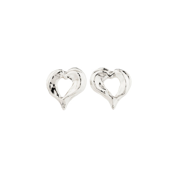 Pilgrim TIDE Heart Earrings, Silver-Plated