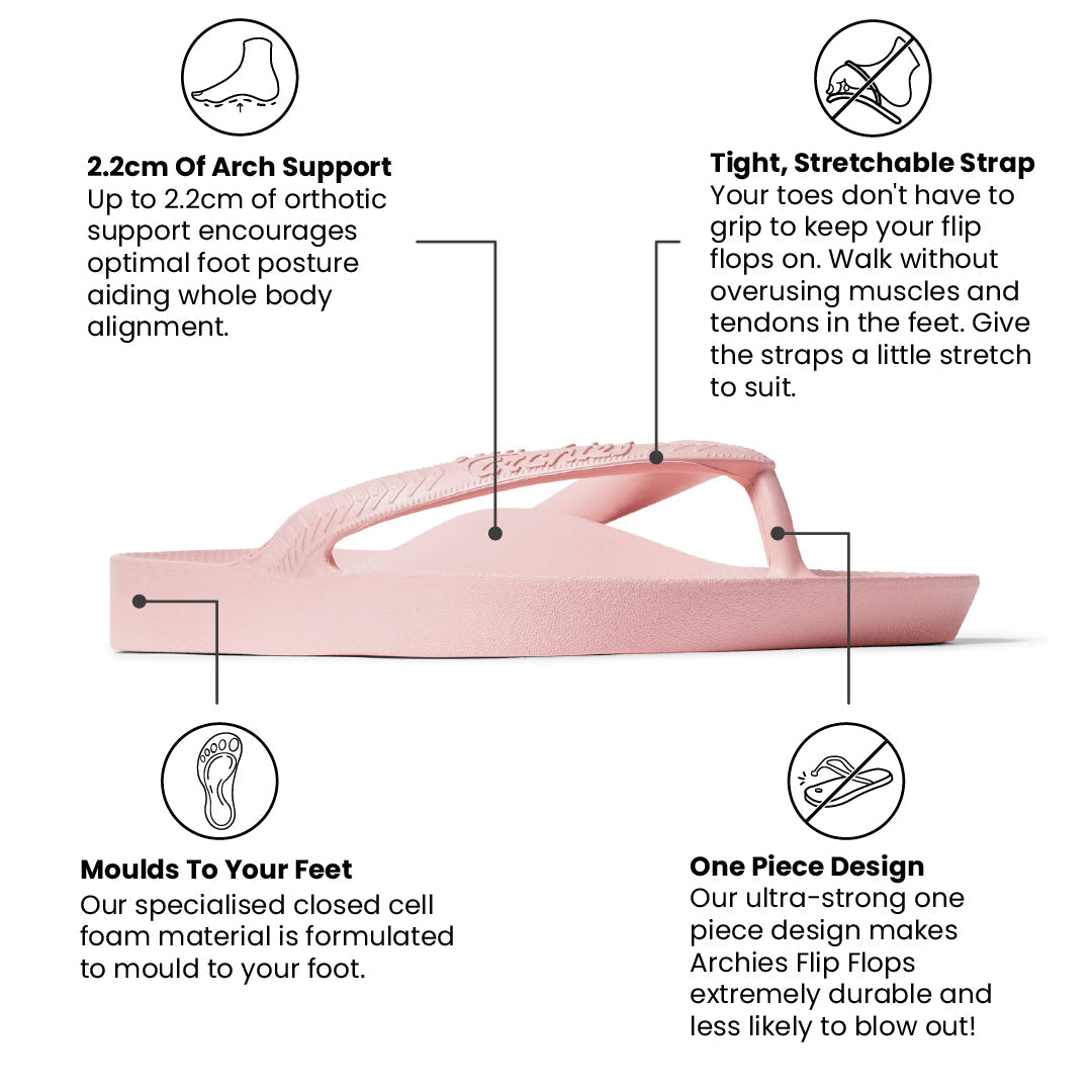 Archies Pink Arch Support Flip Flops - Classic