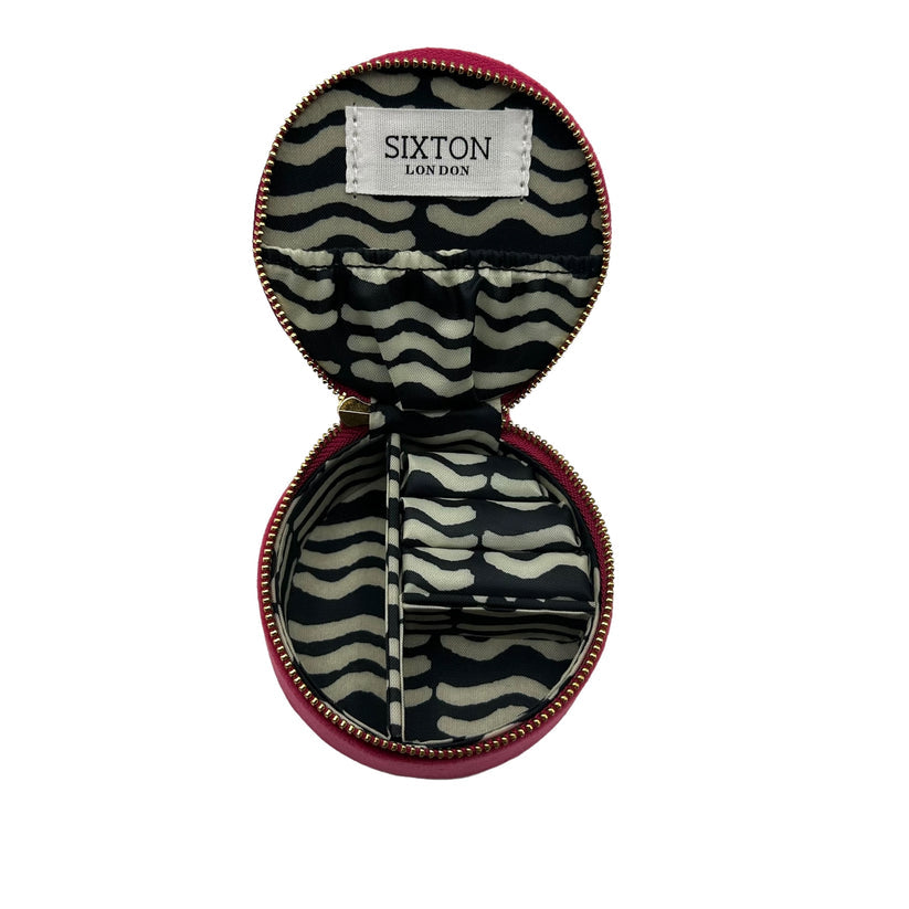 Sixton Jewellery Pink Stripe Travel Pot with Bow Brooch