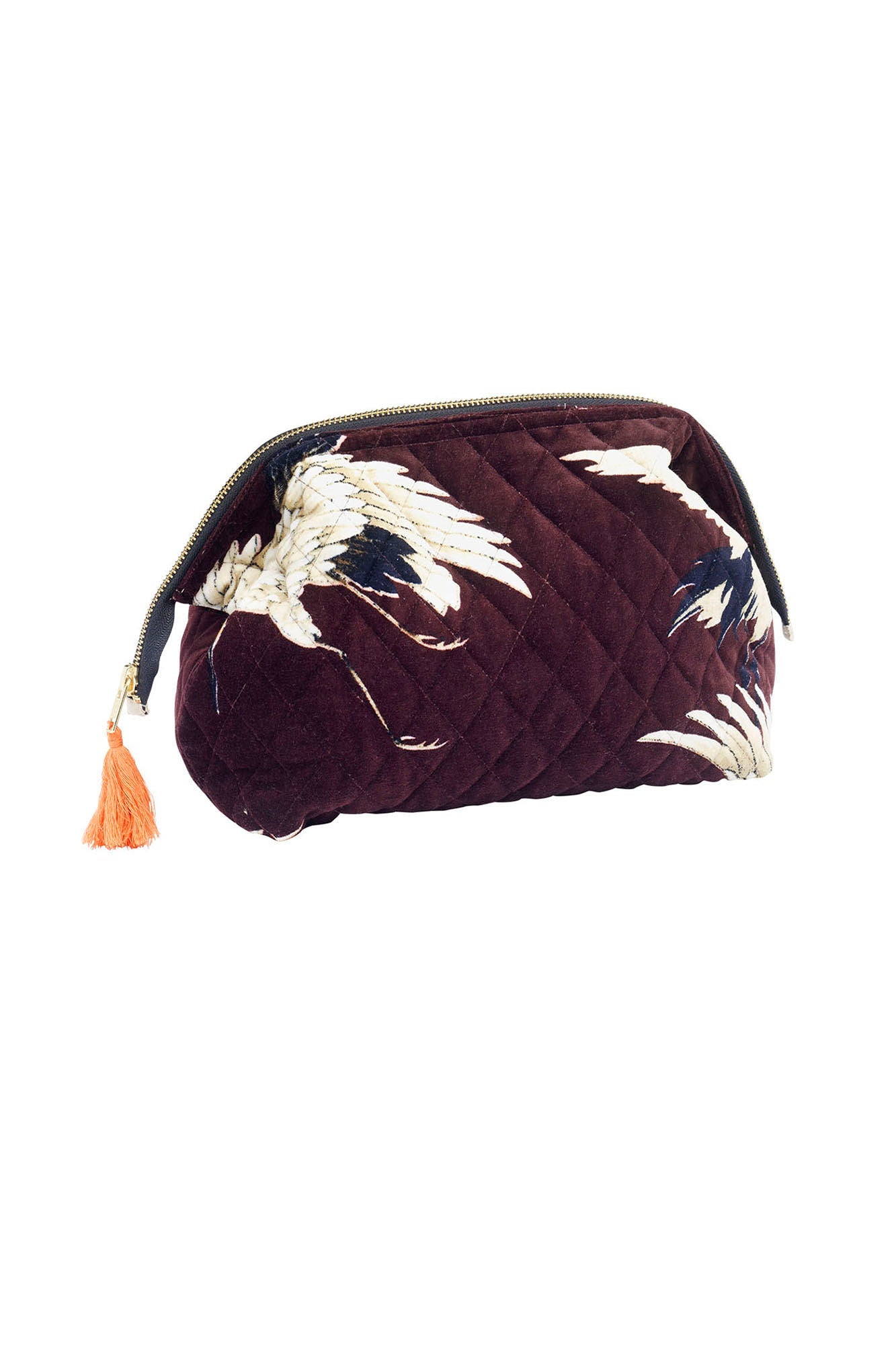 One Hundred Stars Stork Burgundy Velvet Pouch