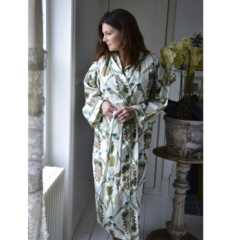 Powell Craft Bluebird & Pineapple Print Dressing Gown