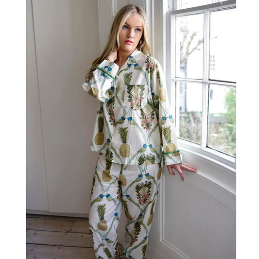 Powell Craft Bluebird & Pineapple Print Pyjamas