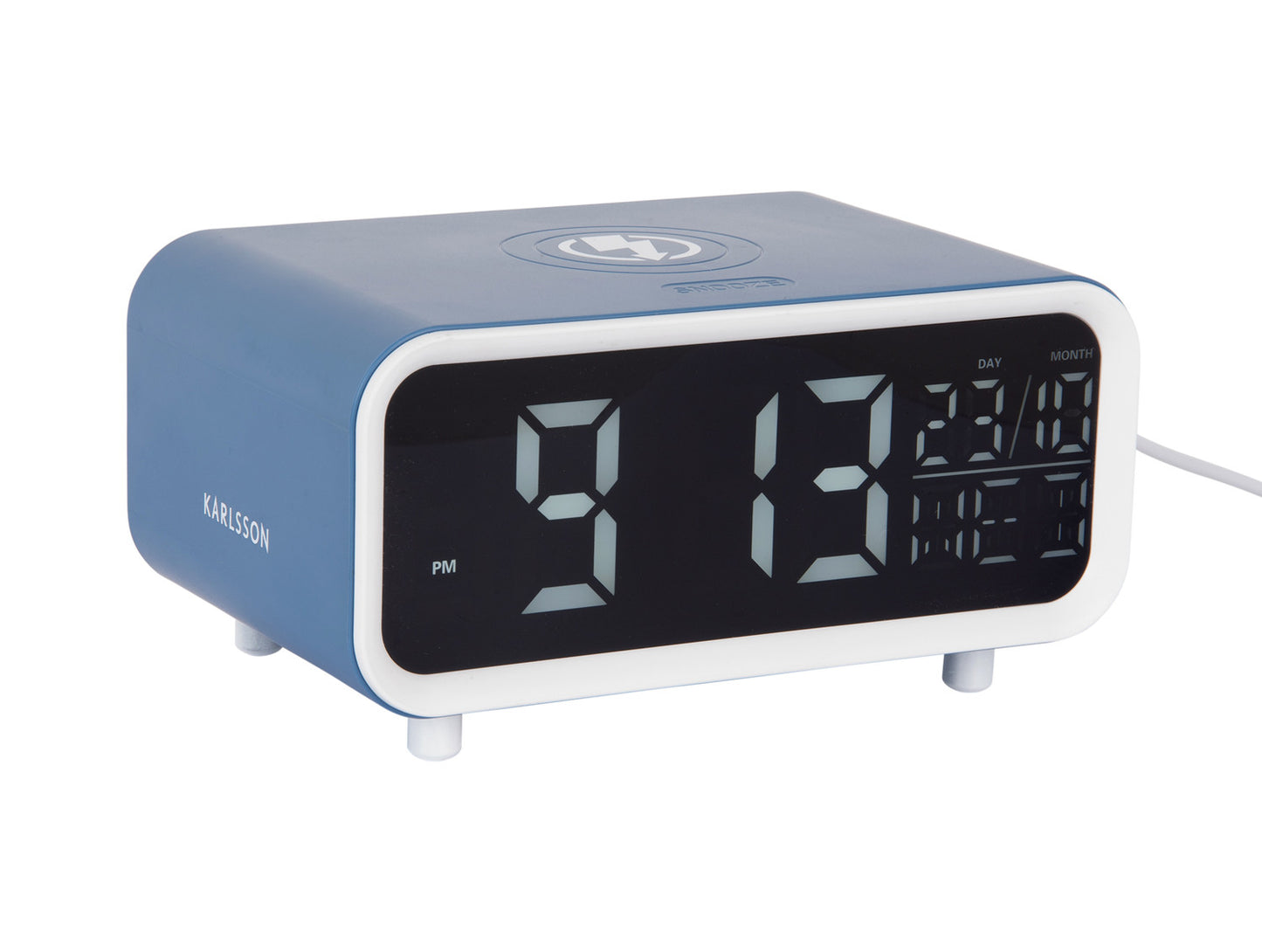 Present Time Alarm Clock Chunky LED w. Phone Charger in Classic Blue