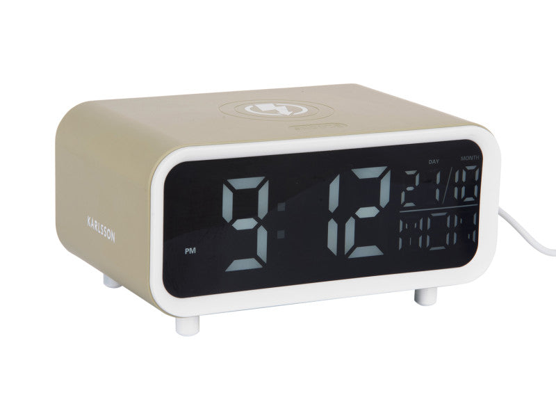 Present Time Alarm Clock Chunky LED w. Phone Charger in Tea Green