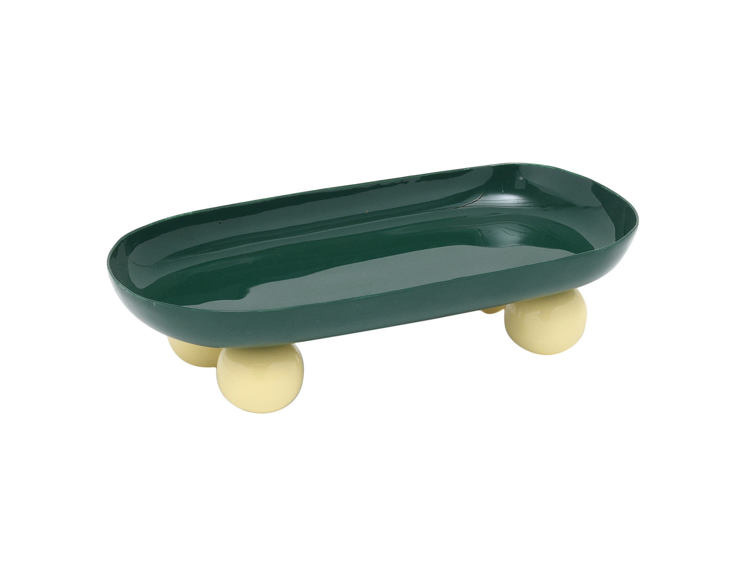 Present Time Double Funky Oval Tray in Retro Green & Soft Yellow