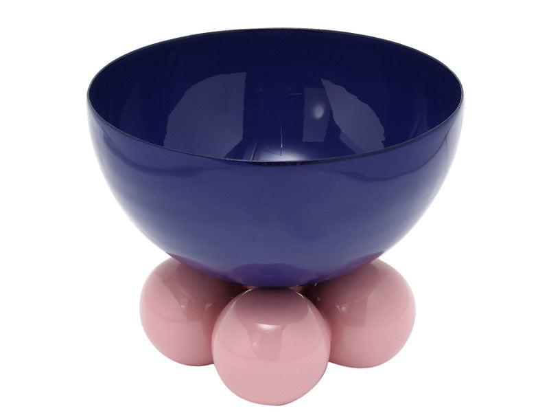 Present Time Medium Double Funky Bowl in Cobalt blue & soft pink