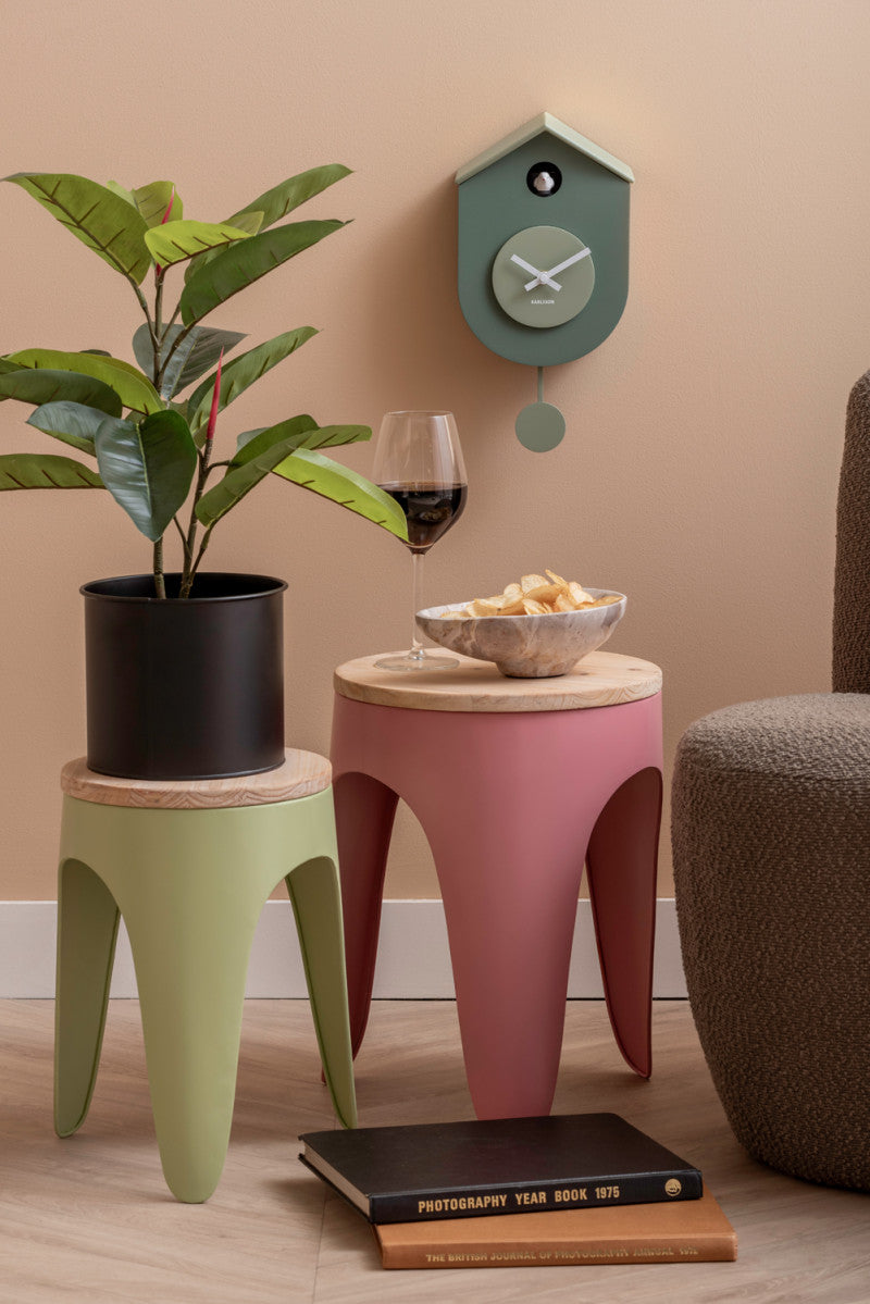 Present Time Stool Set Double Funky in Tan Rose and Tea Green