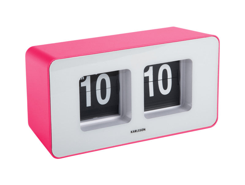 Present Time Wall/Table Clock Funky Flip in Bright Pink