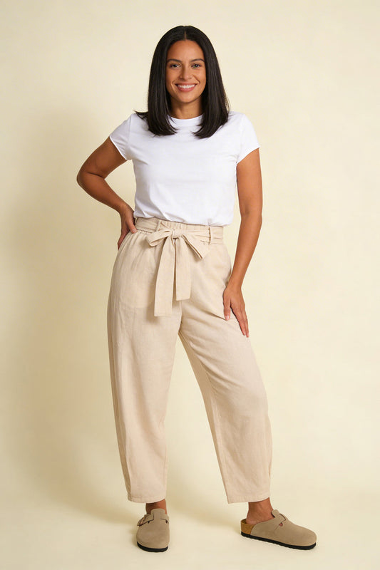 Pretty Vacant Bobbi Linen Trousers in Sand