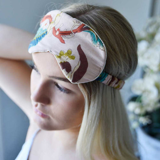 Powell Craft Pink Exotic Flower Satin Backed Eye Mask