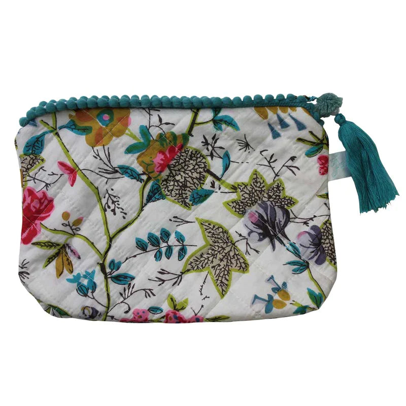 Make Up Bag 19 x 23cm White Leaf Design