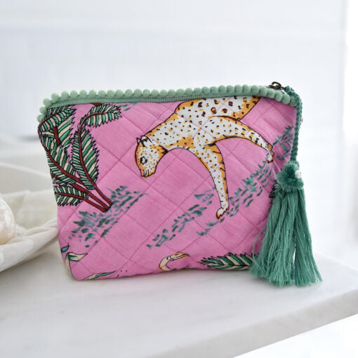 Powell Craft Pink Safari Lined Make-Up Bag