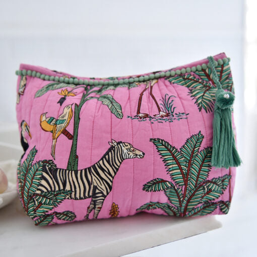 Powell Craft Pink Safari Lined Wash-Bag