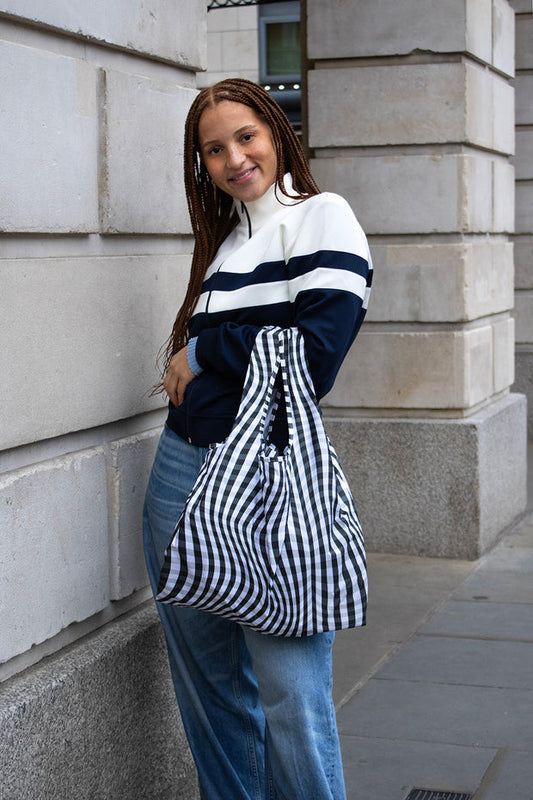 Kind Bag Distorted Gingham Medium Reusable Bag