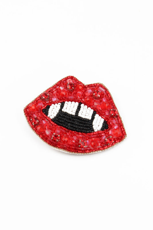 My Doris Red Fang Lip Brooch