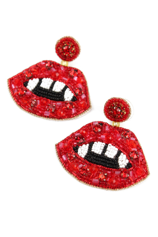 My Doris Red Fang Lip Earrings