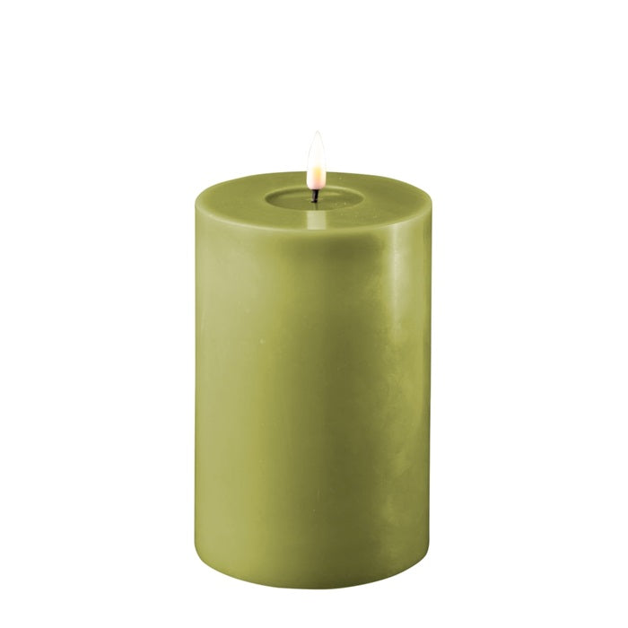 Deluxe Homeart flameless candle in Olive 10cm x 15cm  