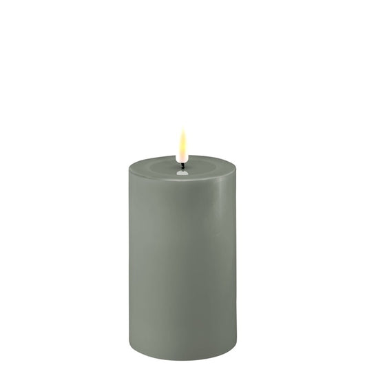 LED Pillar Candle -Standard Medium 7.5 x 12.5 - In Salvie Green