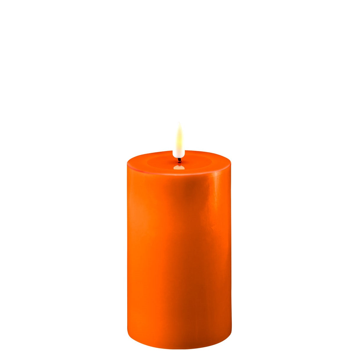 Deluxe Homeart LED pillar candle in Orange 7.5cm x 12.5cm