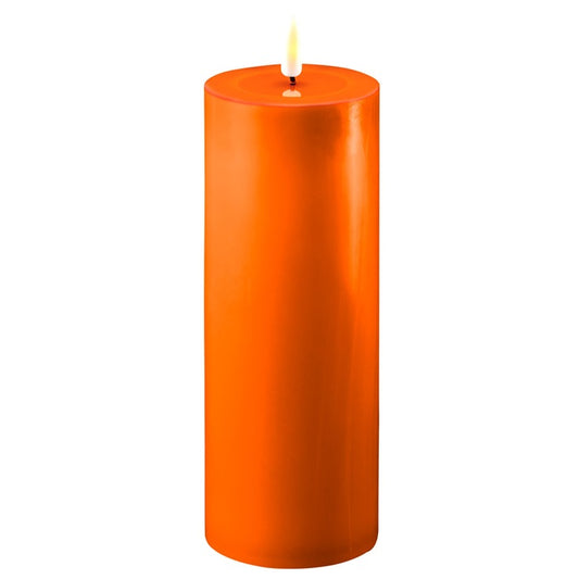 Flameless LED Pillar 7.5 x 20cm Candle - Orange