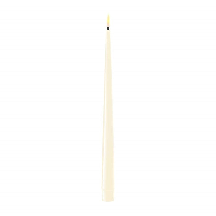 deluxe homeart tapered dinner candle in cream 2.2cm x 28cm 