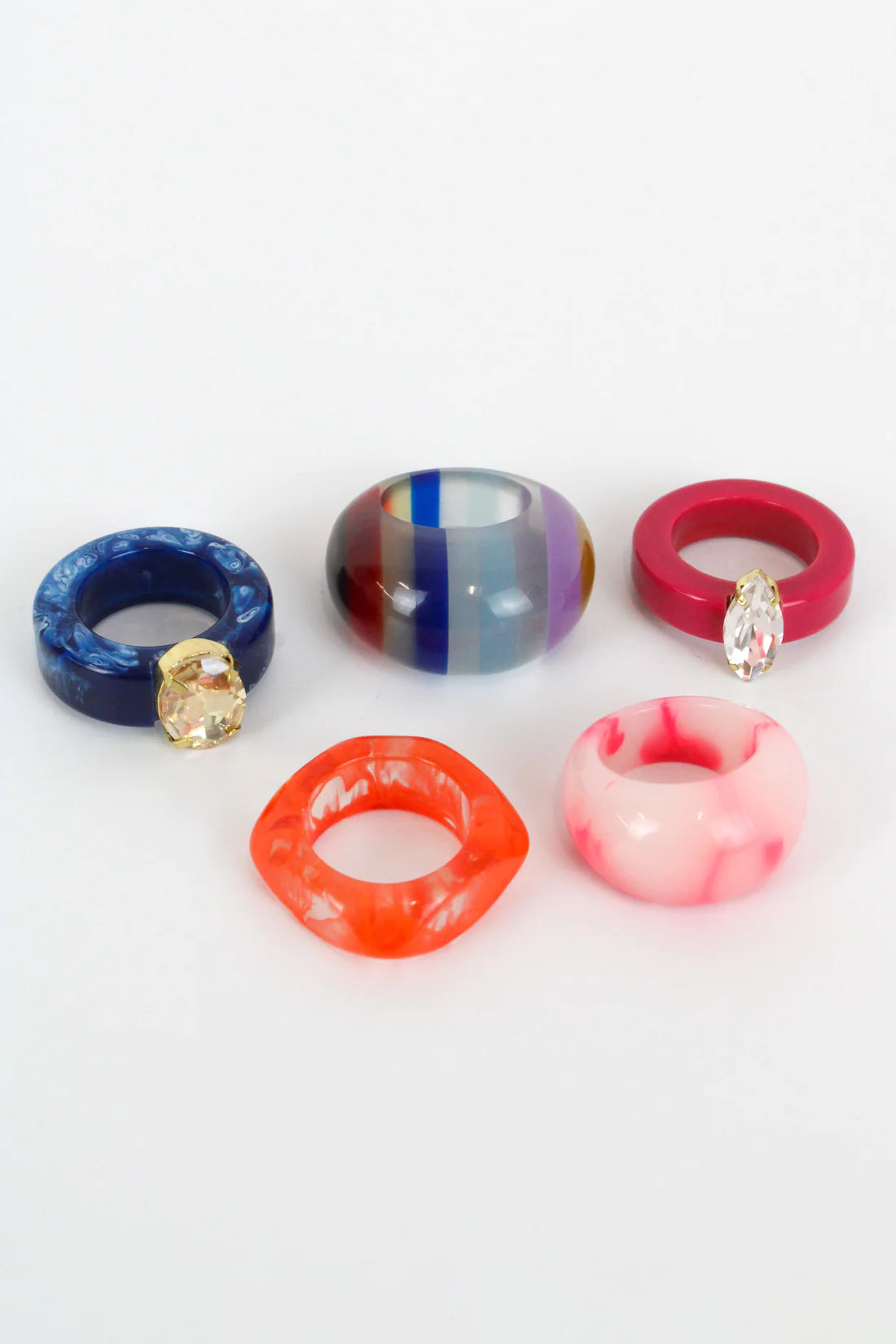 Chunky Gem Cocktail Rings - Warm Colours