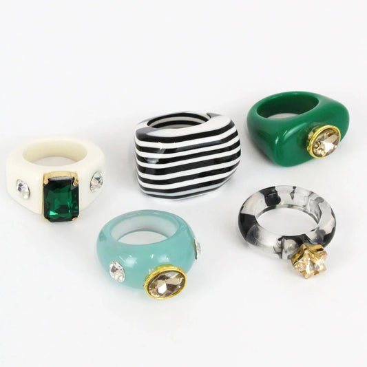 Chunky Resin Rings in Cool colourways