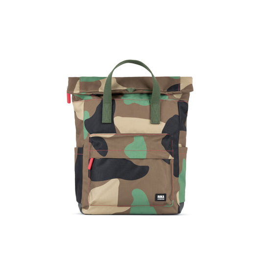 Roka London Medium Canfield Roll Top Backpack in Vintage Camo