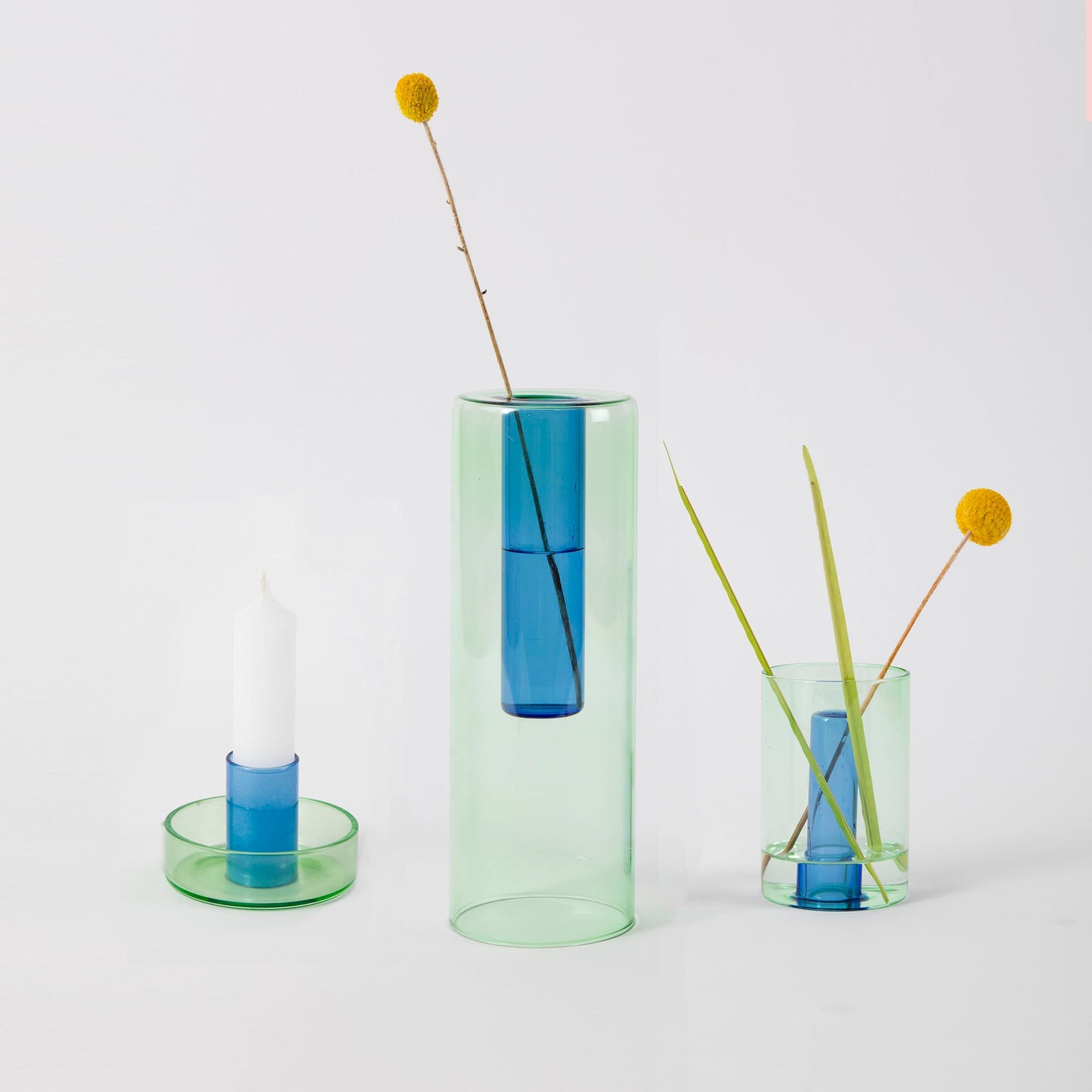 Block Design - Small Reversible Vase - Green / Blue