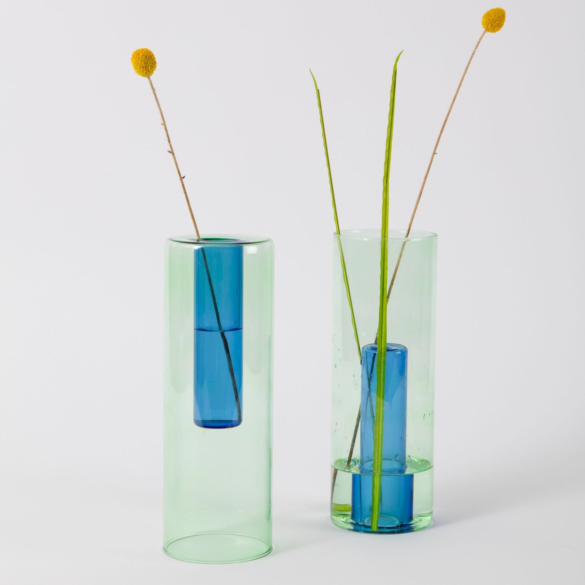 stunning duel purpose vase in blue and green glass from Block Design