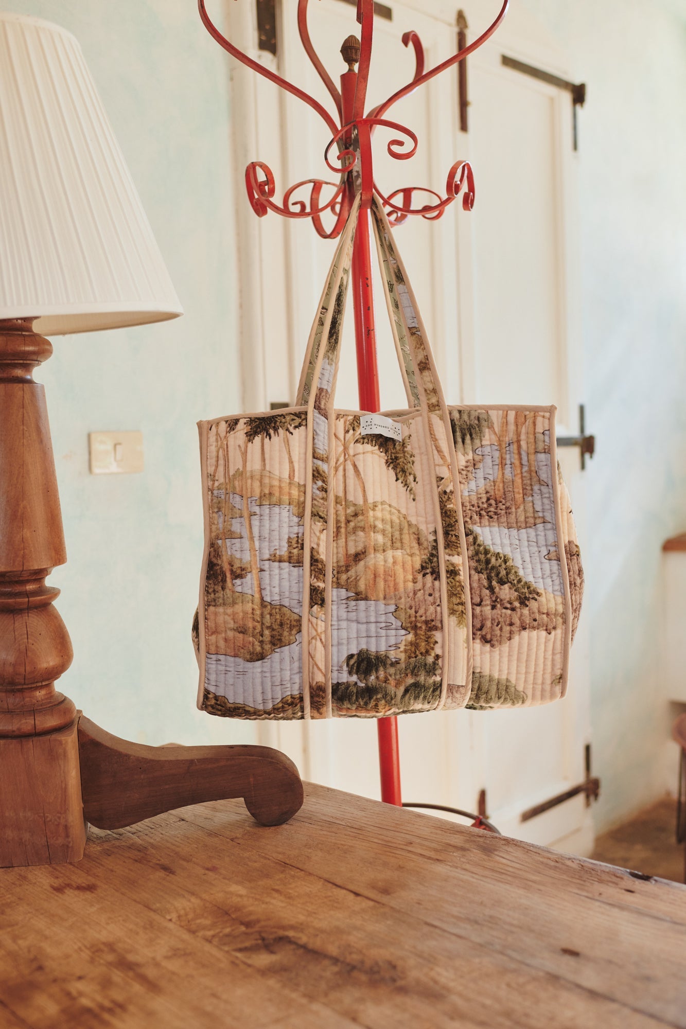 One Hundred Stars Rivers and Trees Large Velvet Tote Bag