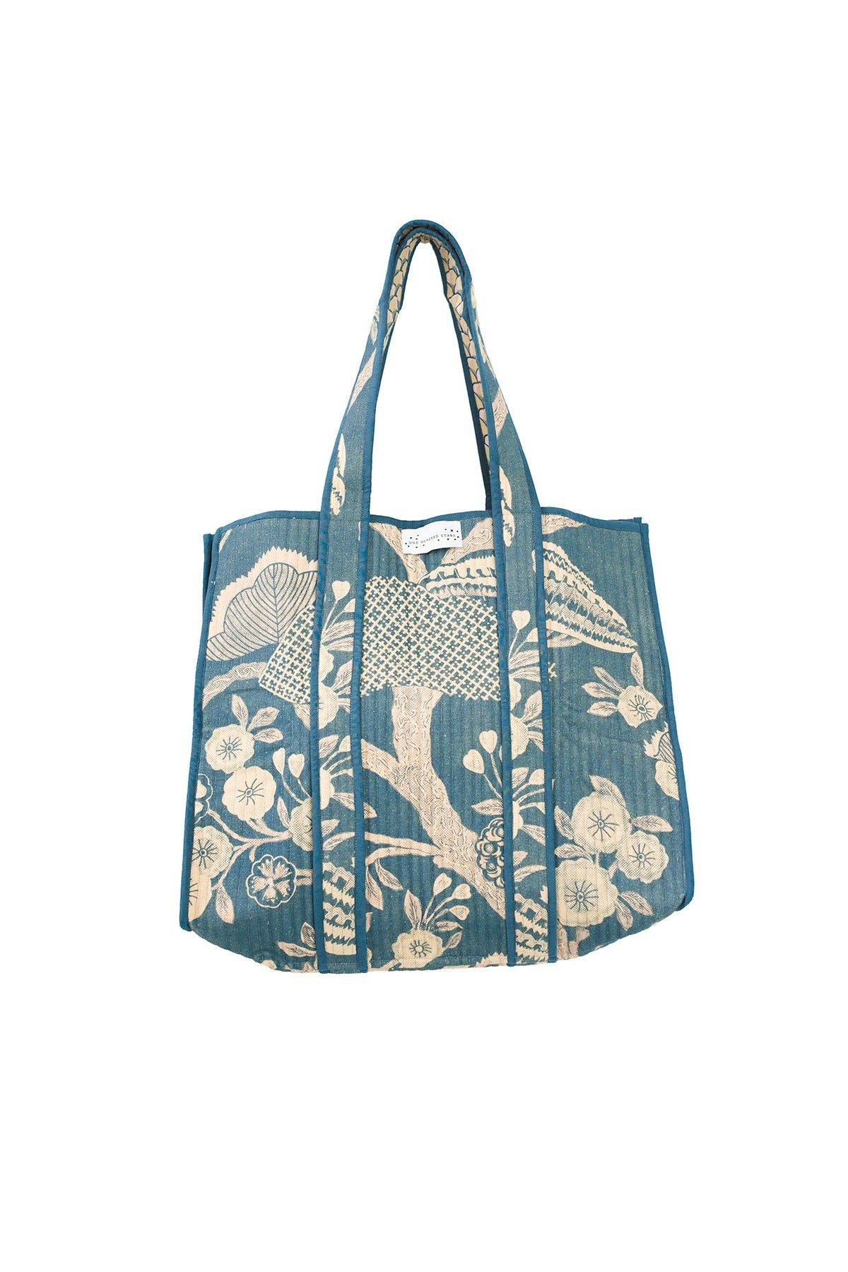 One Hundred Stars Rosa Blue Canvas Quilted Tote Bag