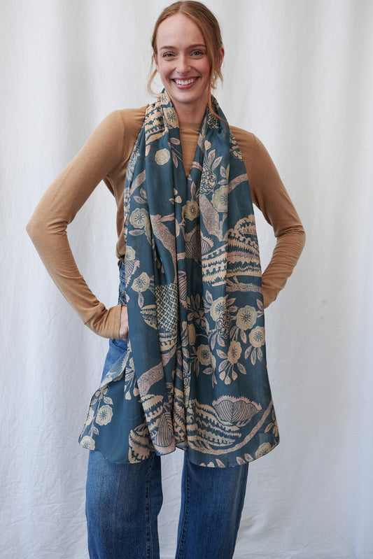 One Hundred Stars Rosa Blue Scarf