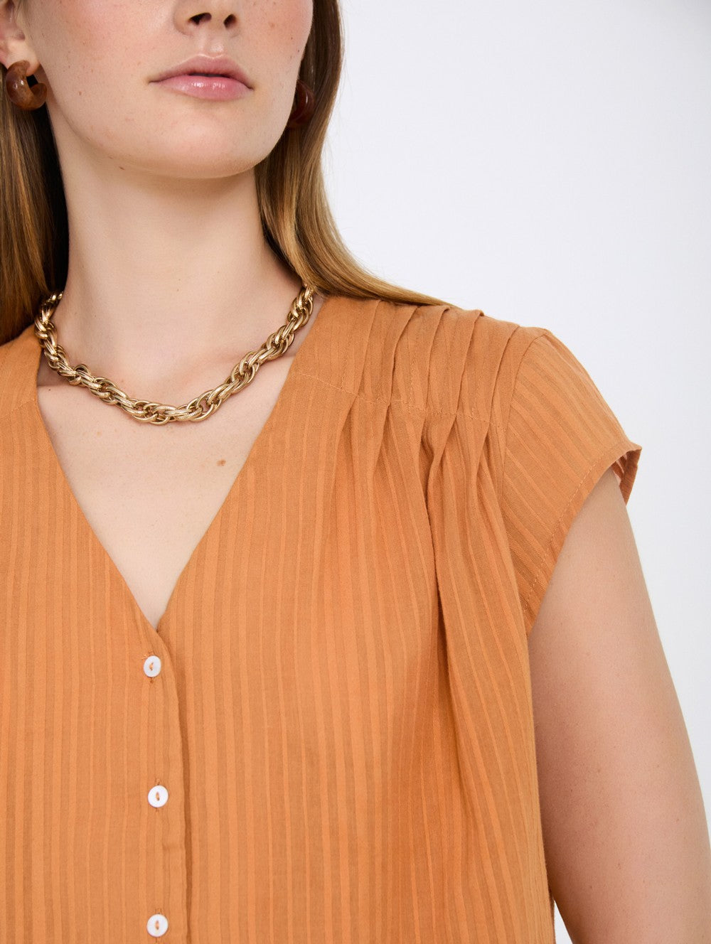 Skatie Pin-tucked Striped Blouse in Arabesque