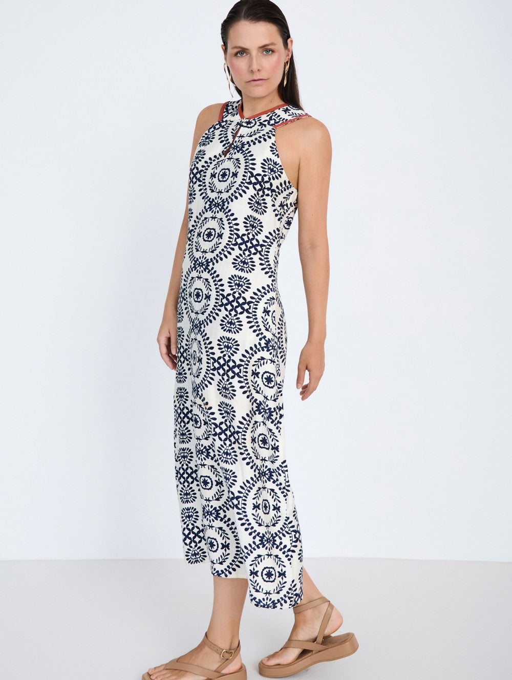 Skatie Ethnic Print Dress in Marine