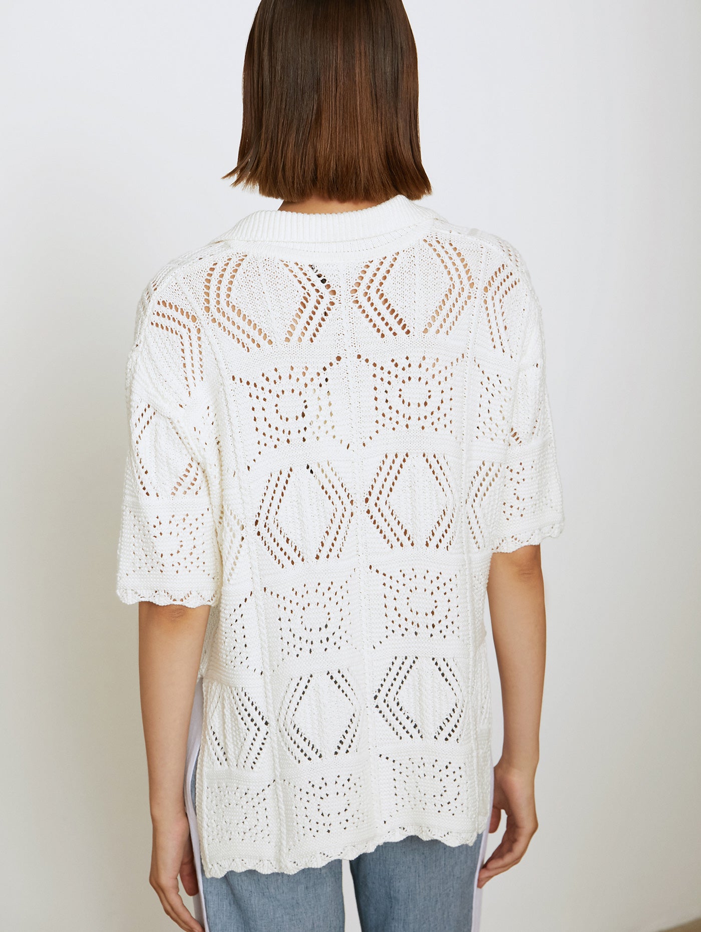 Skatie Crochet Knit Tunic in White