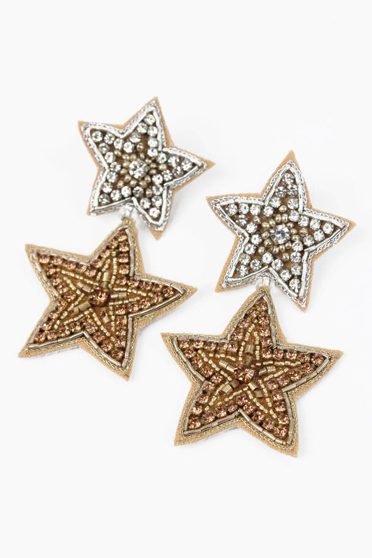 My Doris Silver & Gold Beaded Star Drops